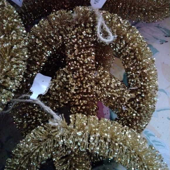 12 gold bottle brush sisal Peace Sign ornaments - Picture 9 of 12